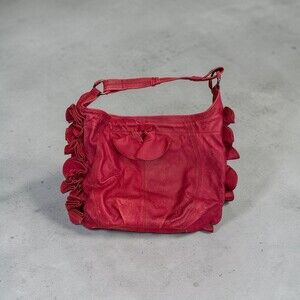 Vince Camuto Leather Red Flowers Hobo Bag Large  purse
